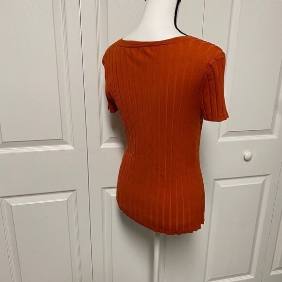 Dressbarn, deep orange fitted sweater top - Picture 2 of 6